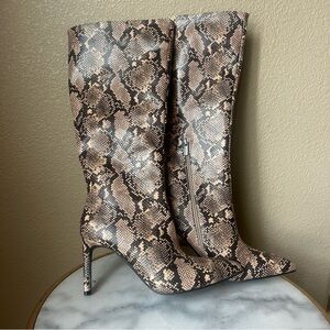 Forever21 Snakeskin Pattern Knee-High Boots, Size 9